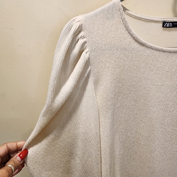 ZARA Cream Puff long sleeves Casual Top Size M - Picture 9 of 10